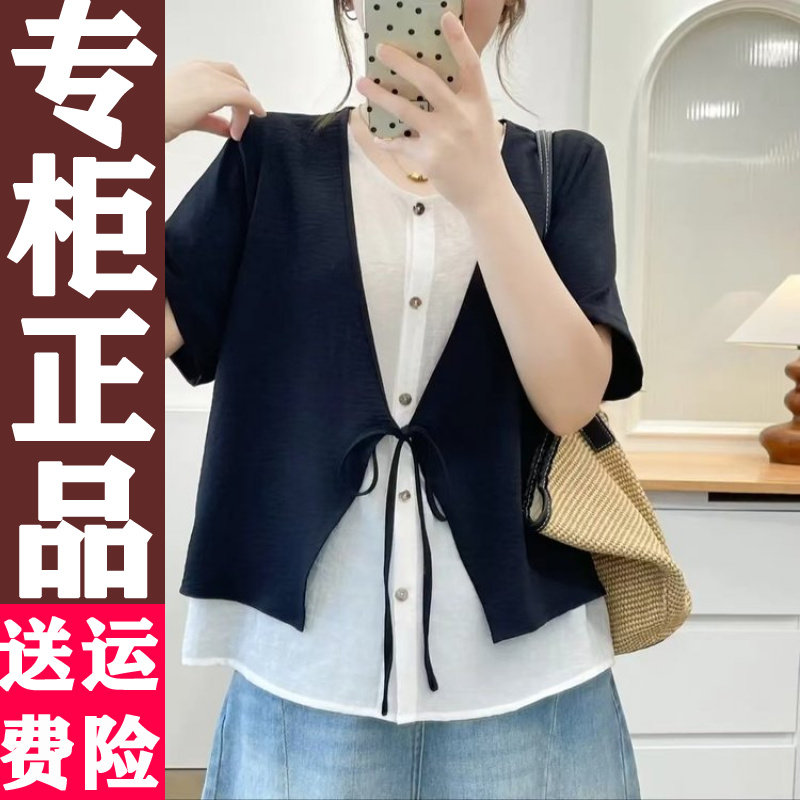 韩版假两件大码衬衫21