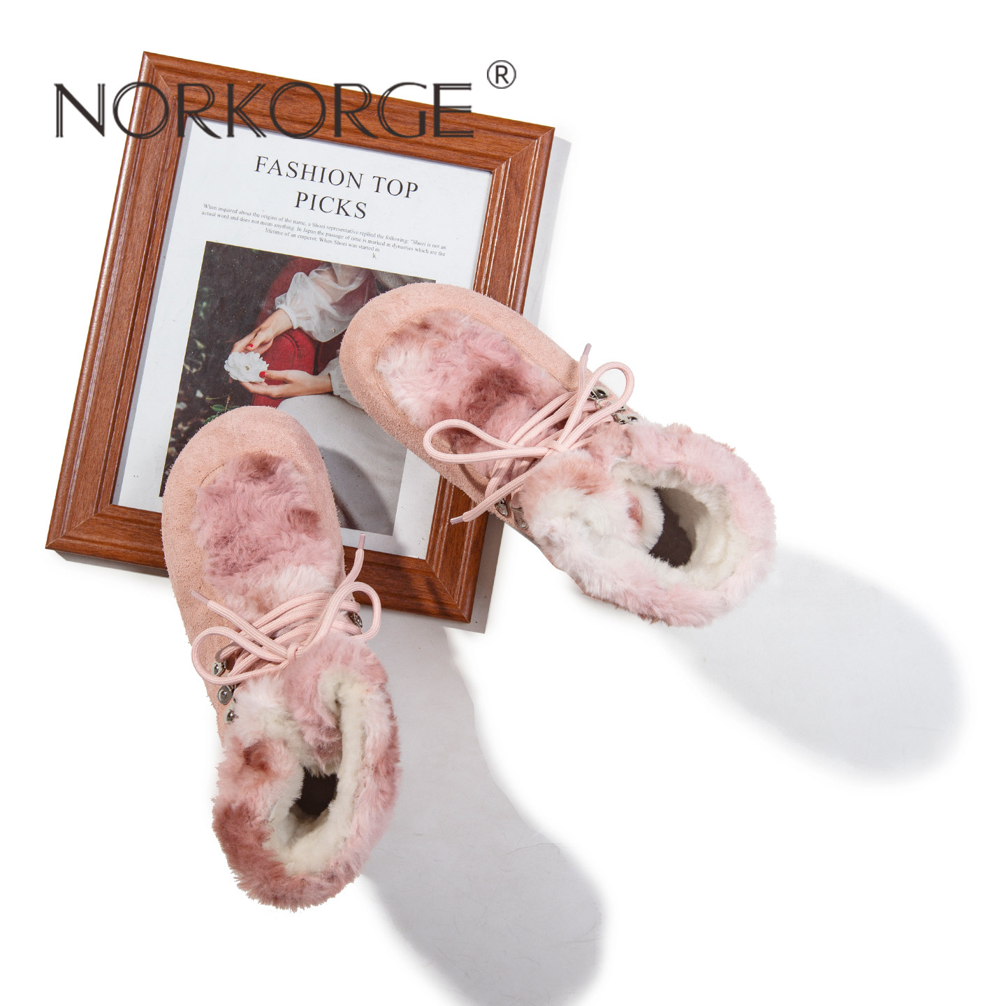 2025新款冬复古小香风原创熊猫博肯短靴女粉色真皮羊毛雪地靴女靴,女鞋,时尚雪地靴,淘宝优惠券,粉丝福利购,淘宝优惠卷