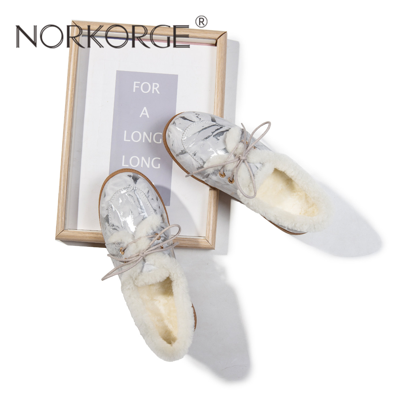 2025新款秋冬小香风银色保暖真毛羊毛系带防滑真皮乐福鞋小皮鞋女,女鞋,时尚雪地靴,淘宝优惠券,粉丝福利购,淘宝优惠卷