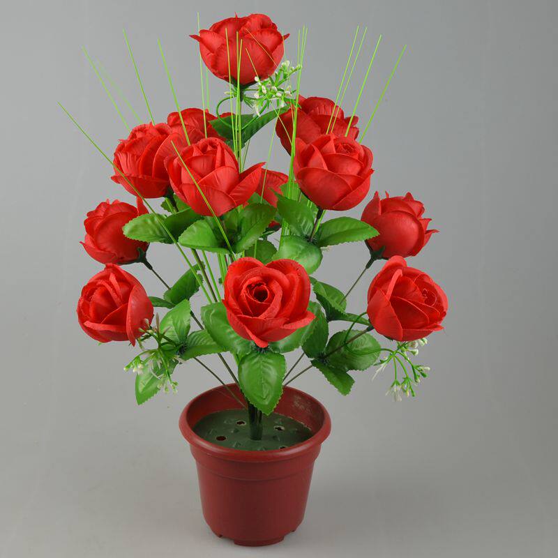 包邮新款假花塑料绢花仿真12头仙桃玫瑰花家居装饰把花义乌直销