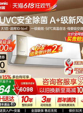 松下大1匹变频冷暖空调挂机UVC抑菌母婴新风家用一级能效J9AKT10