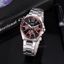 casio卡西欧男士手表男时尚商务防水三眼黑暗钢铁之心MTP-1374D-5