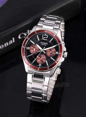 casio卡西欧男士手表男时尚商务防水三眼黑暗钢铁之心MTP-1374D-5