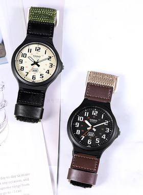 卡西欧手表复习考试防水魔术贴森林人白色橄榄树大表盘MW-240B-3B