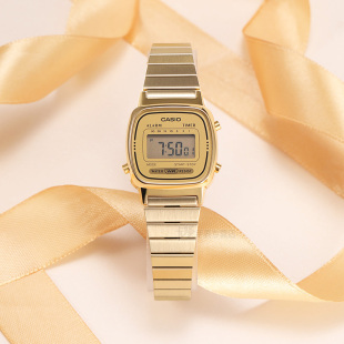 Casio卡西欧复古时尚 小金表la680休闲女士小方块电子表LA670WGA