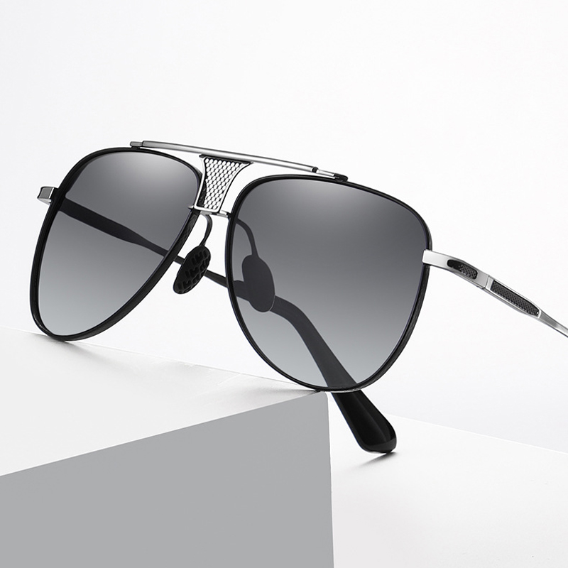 渐变色太阳镜男高级感双色大框夜视墨镜时尚开车驾驶双梁蛤蟆眼镜