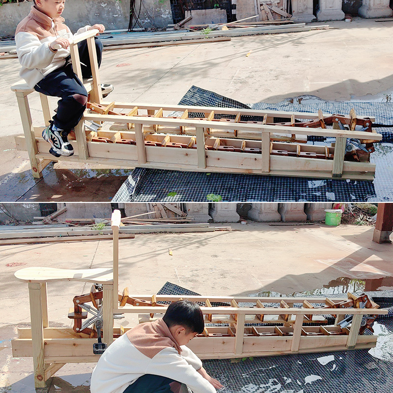 儿童水车脚踏水车赶海水车园林景观水车儿童链条水车幼儿园水车