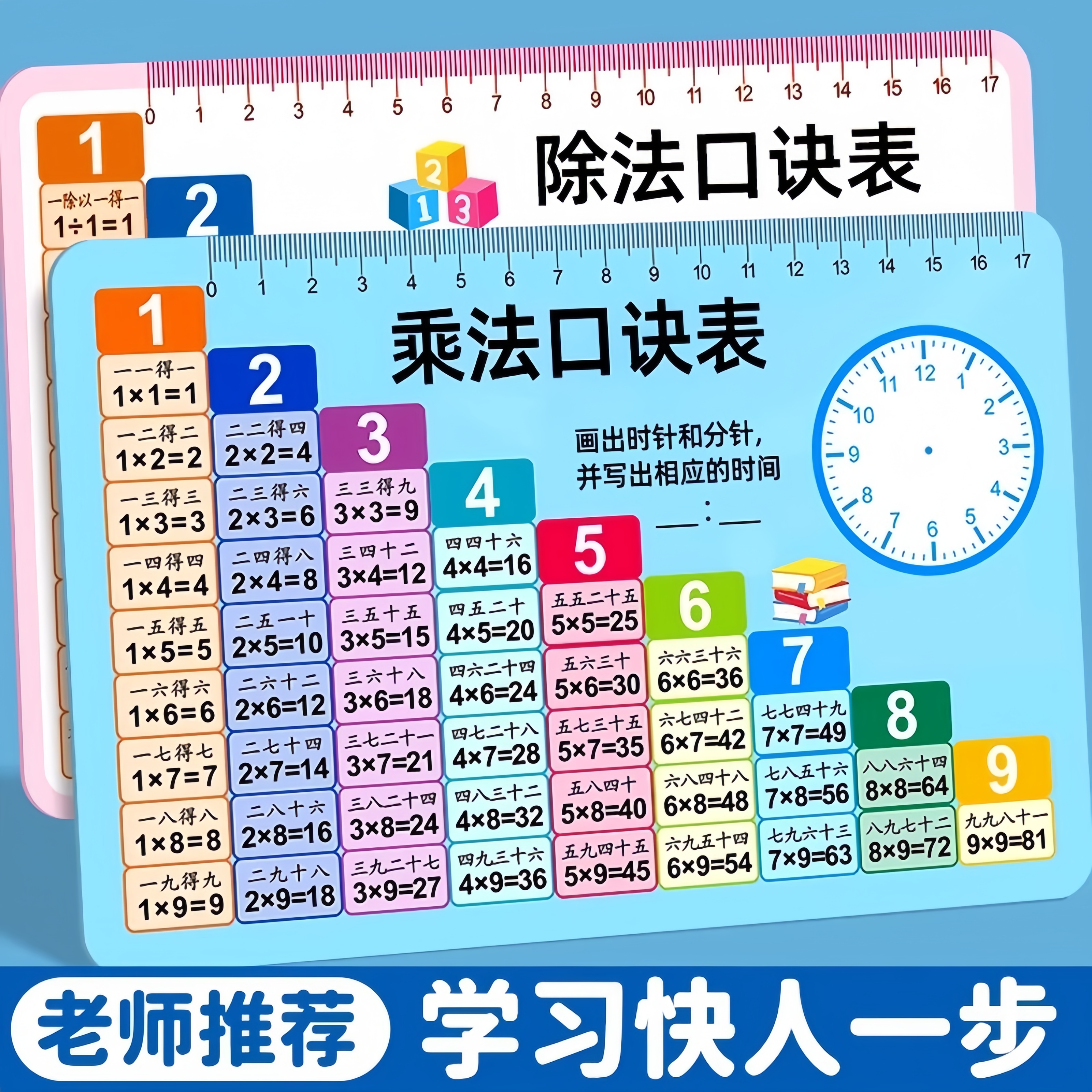 小学生乘法口诀表背诵神器九九大99乘除法二年级数学公式大全卡片