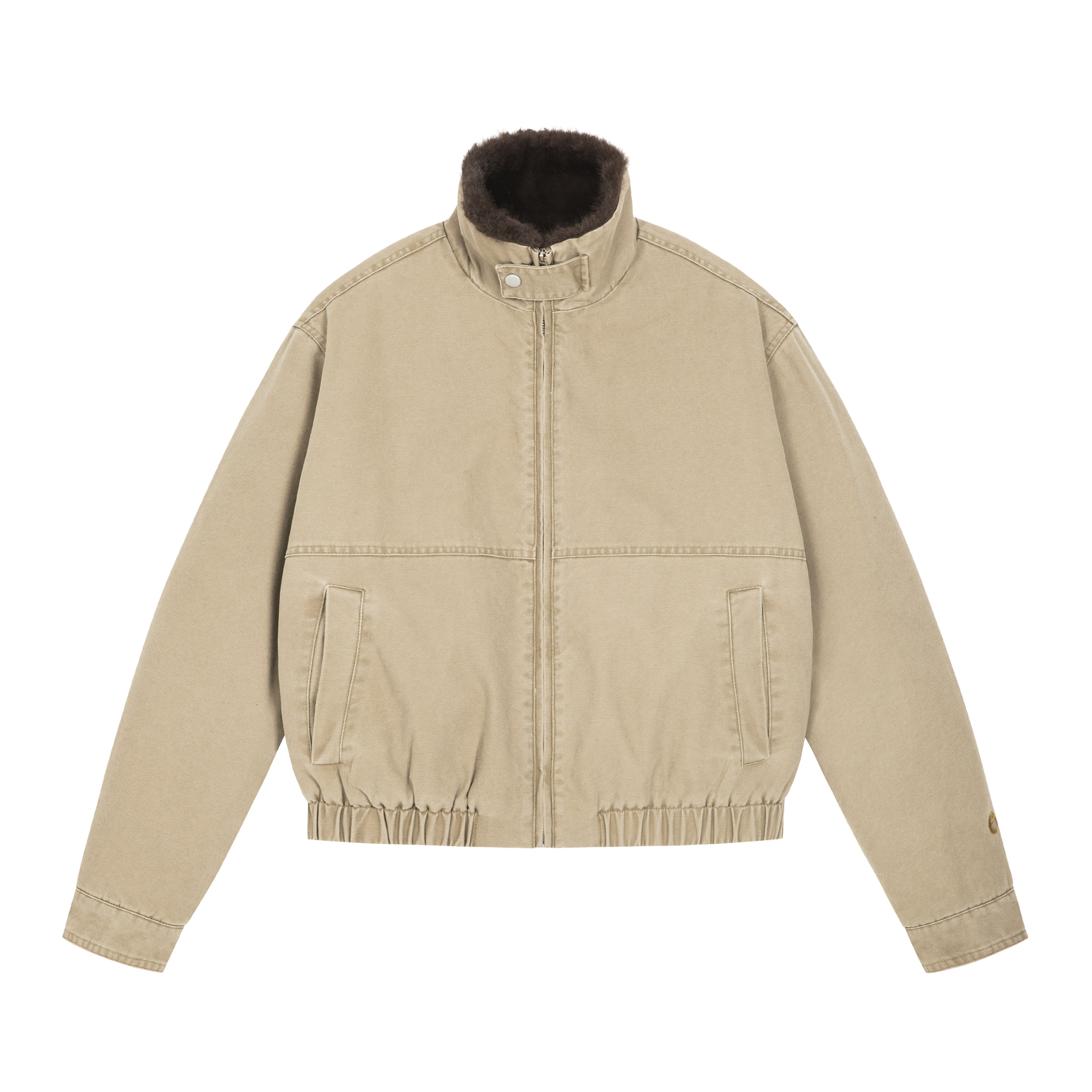 PFR AND水洗做旧立领底特律夹克 双面穿毛毛外套男女短款加厚外套