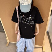 PFR 休闲宽松纯棉男女tee潮 夏季 AND彩色扣子0735刺绣圆领短袖 T恤