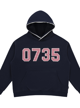 PFR AND24 蕾丝花边格子爱心贴布连帽卫衣宽松加绒潮牌情侣帽衫