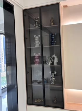 极简玻璃柜门定制窄边铝框玻璃门长虹钢化玻璃餐边橱柜酒柜书柜门