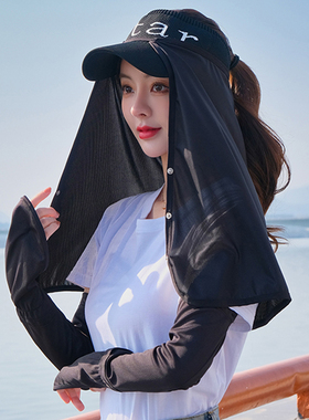 休闲运动夏男女遮脸遮阳防晒帽帘