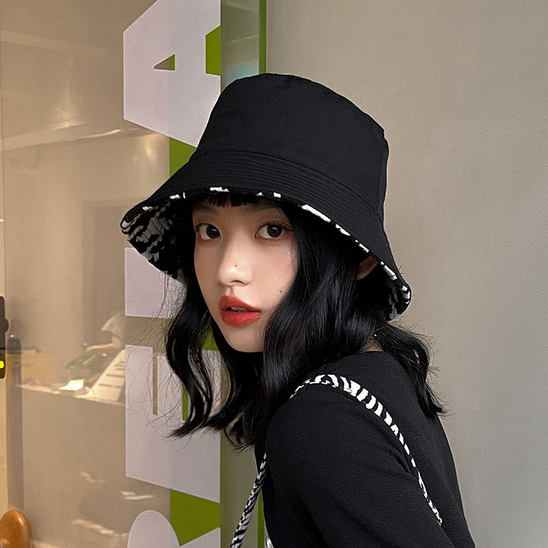 毛呢千鸟格渔夫帽秋冬季百搭格子针织双面戴帽子女春秋圆脸适合的