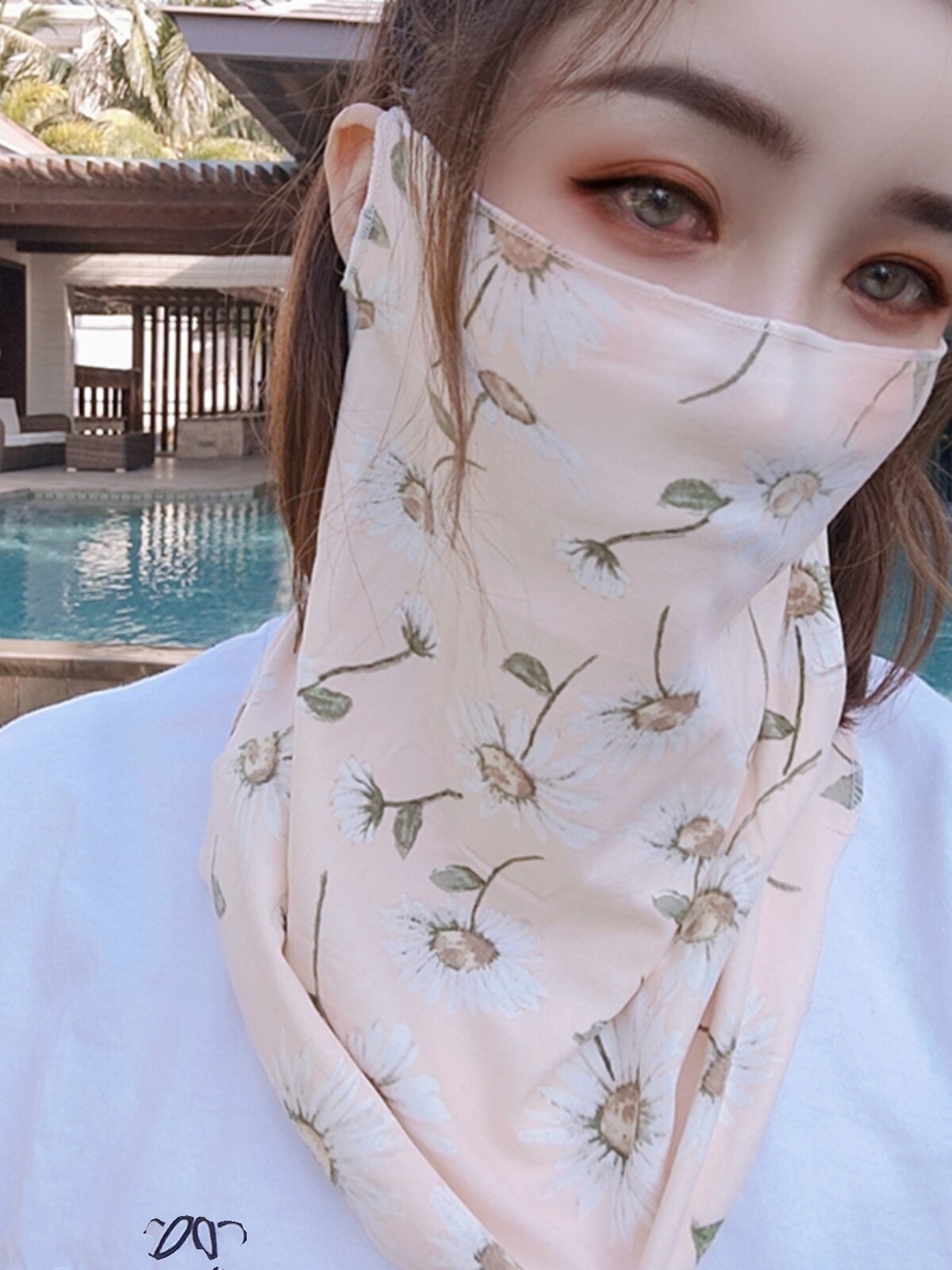 SUNSCREEN VEIL TO COVER THE WHOLE FACE SUMMER MASK WOMENS DRIVING HANGING EARS COVERING FACE OUTDOOR WOMENS FACE MASK SUNSHADE NECK PROTECTION FACE MASK TIDE