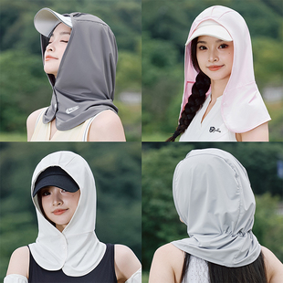 高尔夫防晒面罩女透气围脖户外冰丝脸罩护颈男帽帘球童保龄球头巾