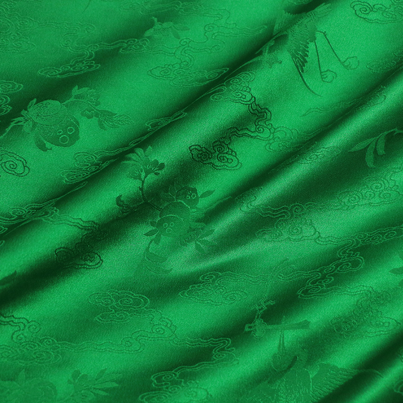 【闲云野鹤】真丝提花缎布料6A桑蚕丝复古旗袍半裙服装设计面料