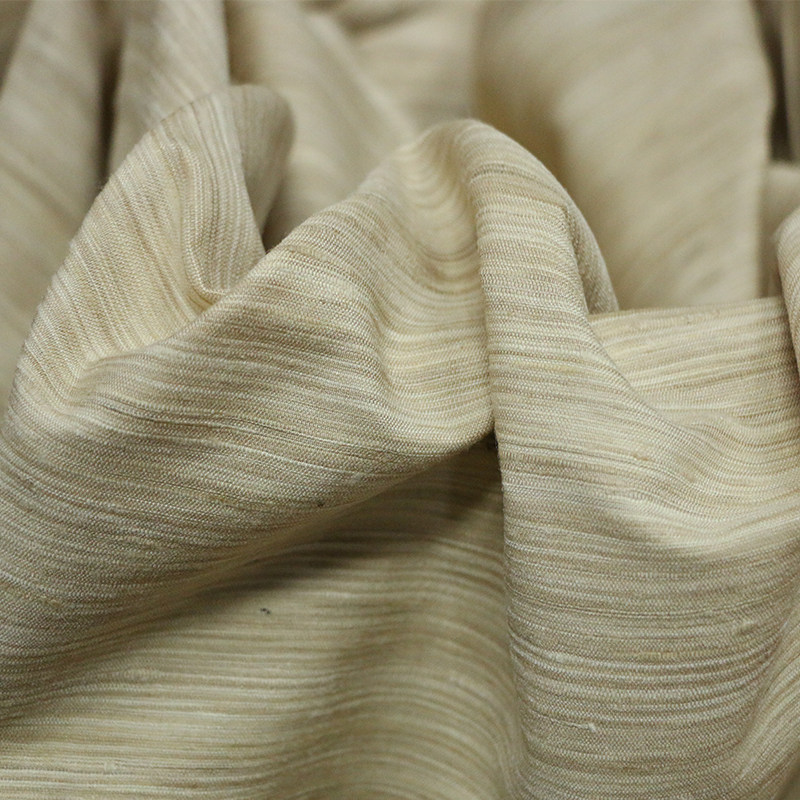 野生柞蚕丝面料 百分百真丝原色 植物染草木染老布料 特殊肌理感