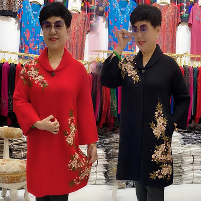 婚礼大码喜妈妈长袖开衫貂绒外套