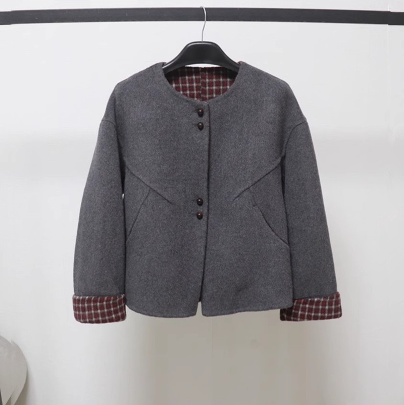 高端气质羊毛呢外套双面羊绒大衣