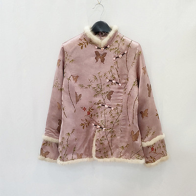 国风修身刺绣棉衣刺绣