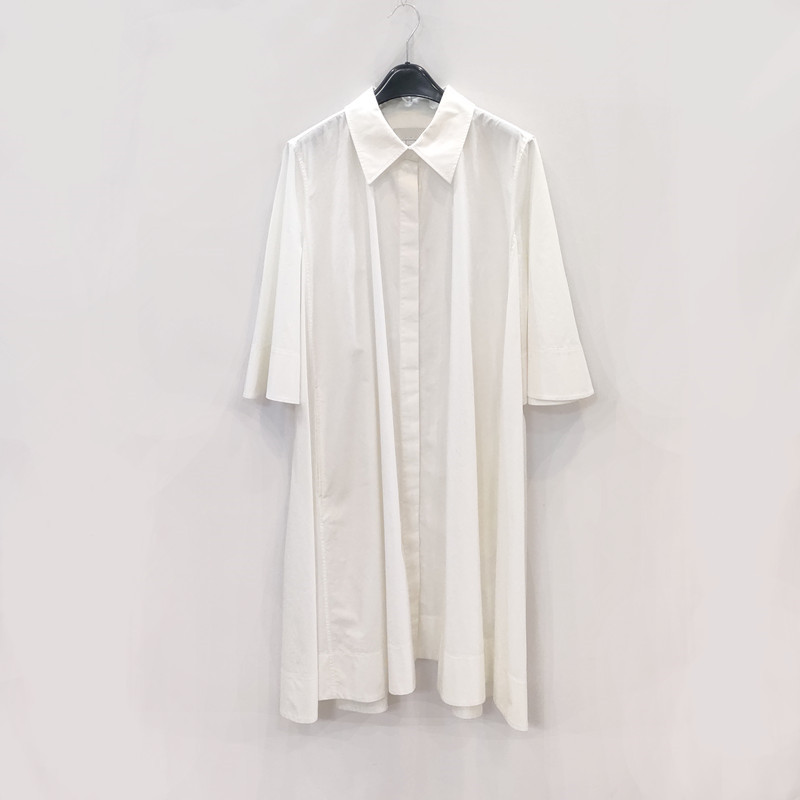 尖领暗门襟廓形衬衫裙纯棉连衣裙