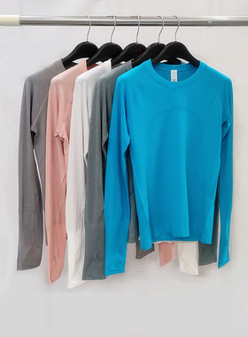 欧美外贸款春秋季简约大弹力上衣女 lu~瑜伽运动休闲柔软长袖T恤