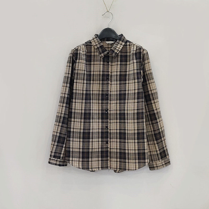 纯棉格子衬衫女2026春季新款高级感轻奢小个子宽松巨好看长袖上衣