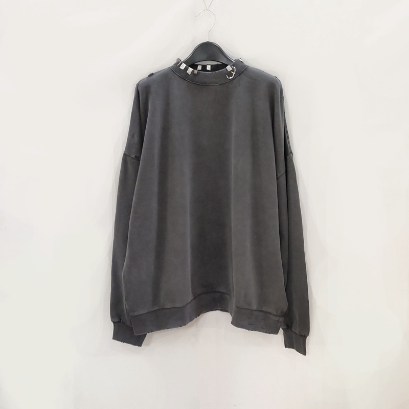 100纯棉水洗做旧套头长袖卫衣