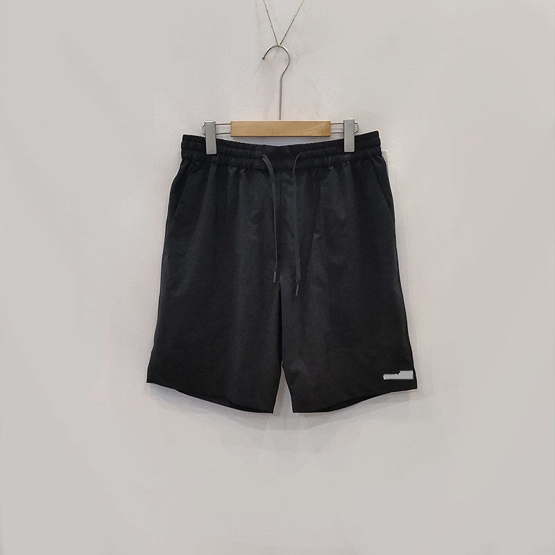 欧美外贸春夏新黑色松紧腰休闲透气速干裤运动短裤直筒裤男女同款