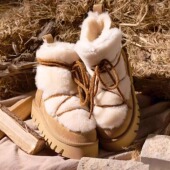 人见人爱款 原创设计小众羊皮毛一体时尚 厚底保暖萌萌靴雪地靴女