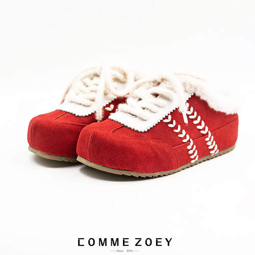 COMMEZOEY可以跑步的一脚蹬!圆头韩版时尚萌萌厚底5cm勃肯鞋女