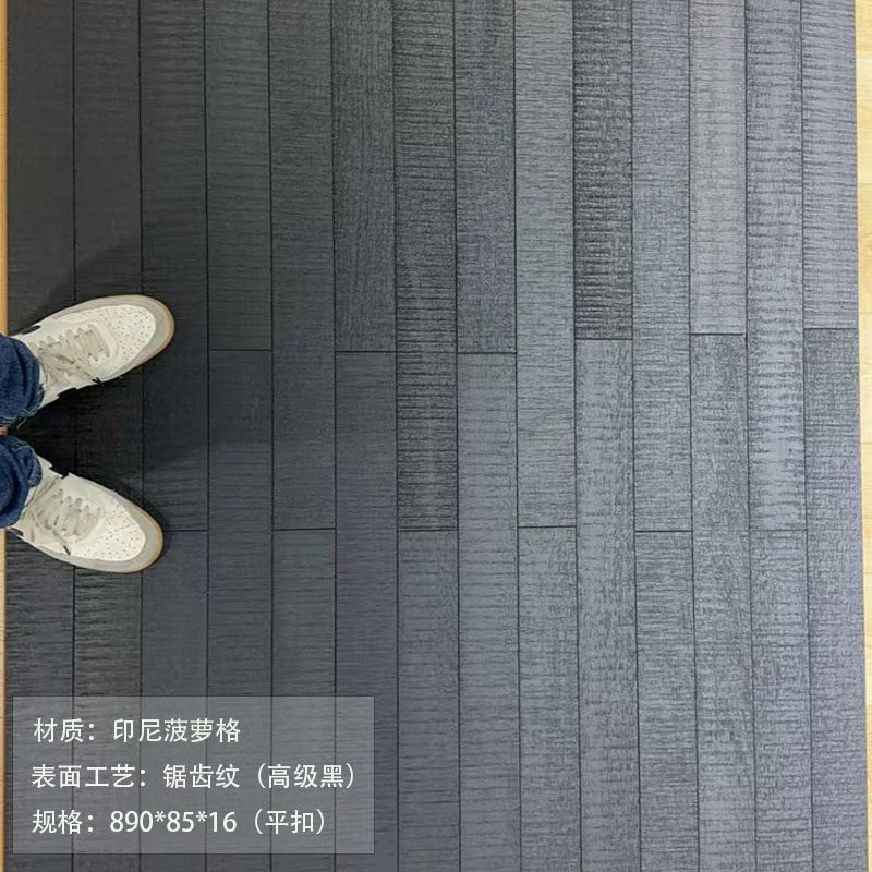 民宿工装黑色锯齿纹纯实木二手翻新老地板吊顶墙板做旧复古菠萝格