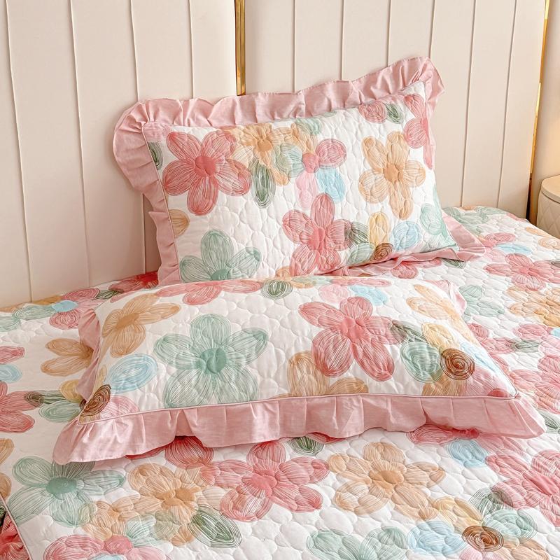 全棉纯棉夹棉加厚韩式加棉花边枕套48*74单人枕套一对装枕头套