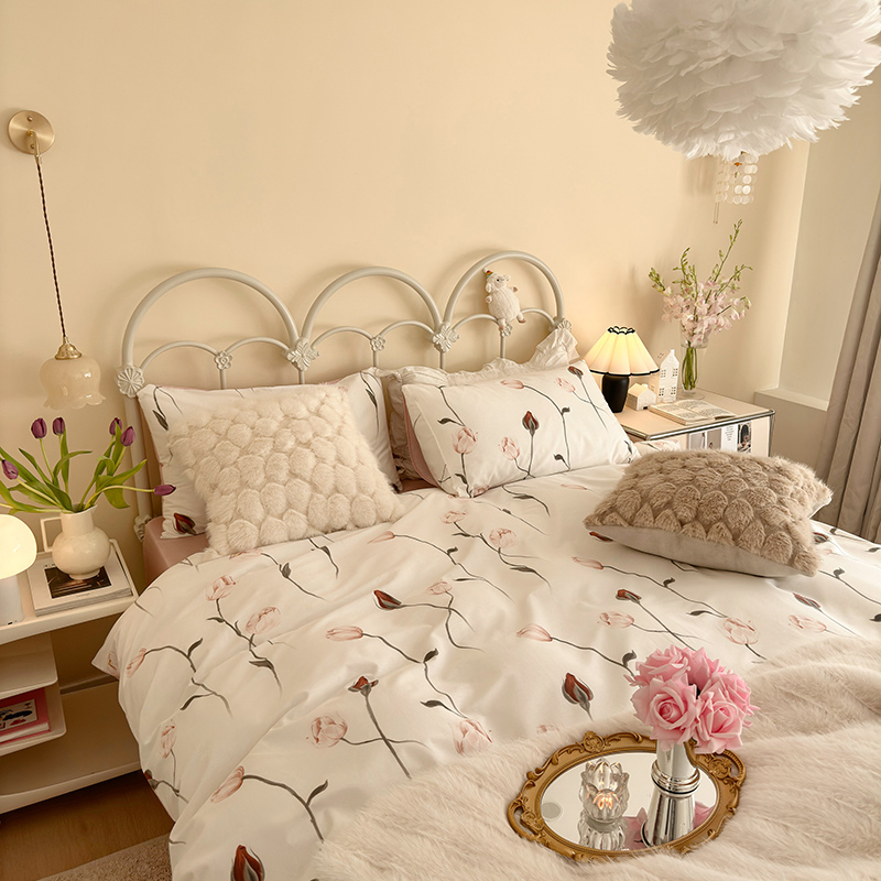 田园风小碎花小清新全棉花卉四件套纯棉床单床笠款单双人床上用品