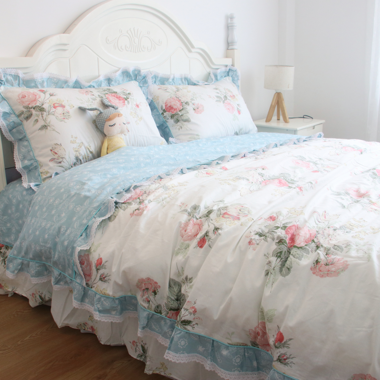 韩式公主风法式小清新复古蕾丝全棉纯棉床裙式床上用品被套四件套