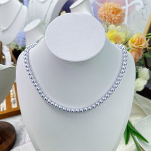 6mm紫罗兰施家珠项链四叶草扣