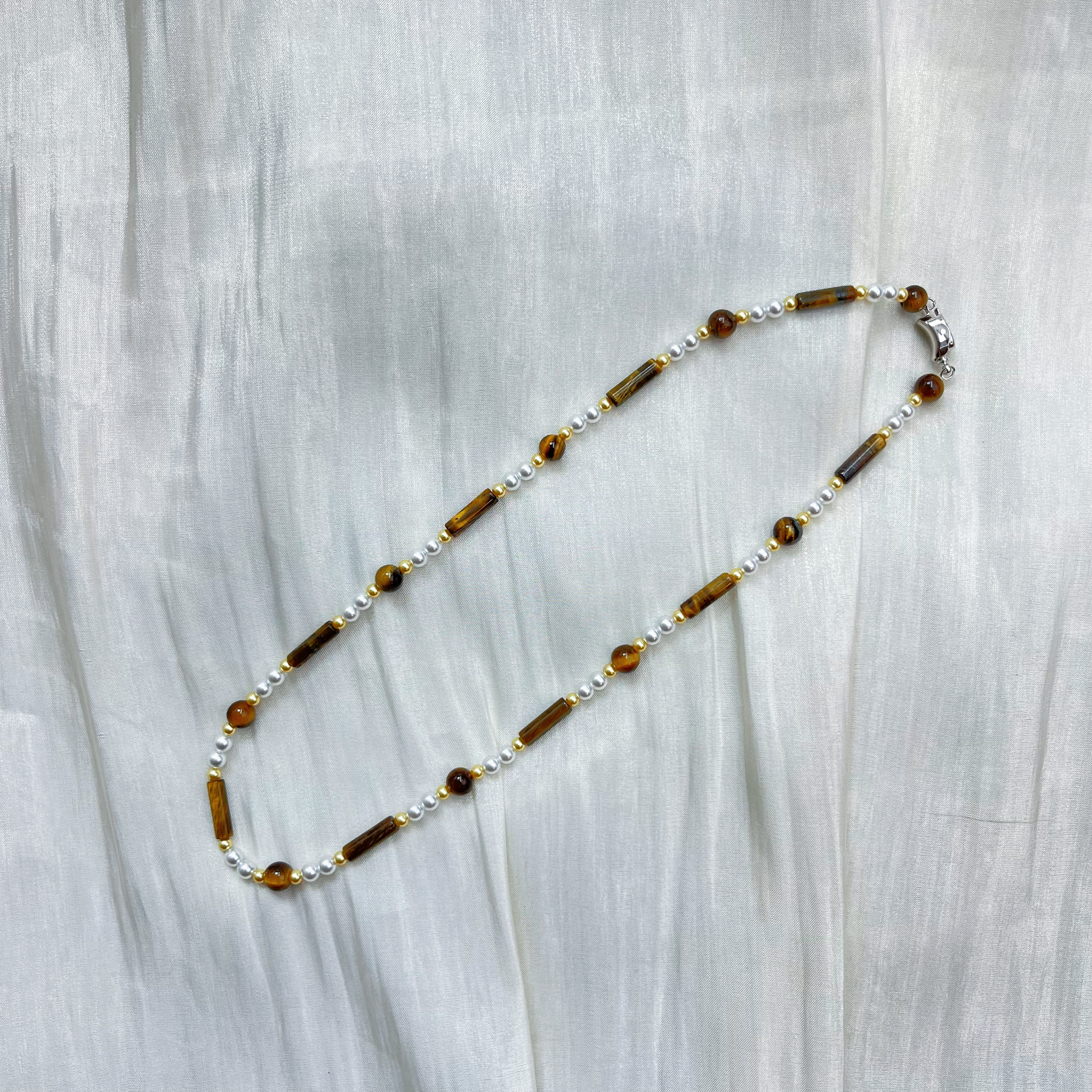 野棕星途虎眼石3/4/6mm施家珠项链（天然石头会有不圆和瑕疵）