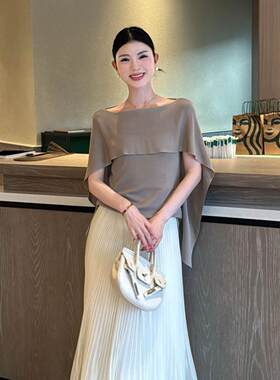 韩系时尚套装女夏季新款洋气斗篷式短袖T恤显瘦半身裙时髦两件套