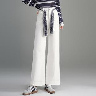 女2025秋季 牛仔阔腿裤 新款 藏青色时尚 爆款 慵懒垂感直筒大脚裤 女装