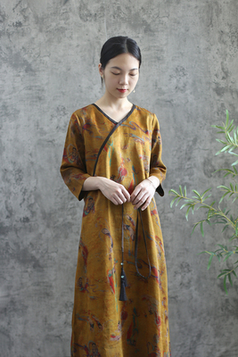 香云纱中式风宽松复古袍子裁剪纸板牛皮纸1:1服装图纸纸样LYQ592