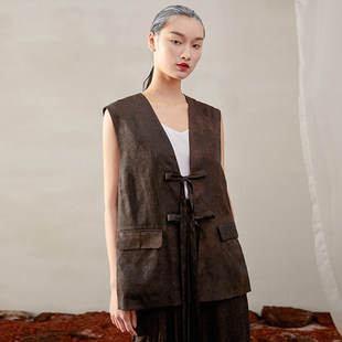 复古风暗纹香云纱马甲立体裁剪切割牛皮纸1:1服装图样来料加工126