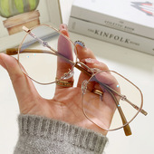 复古金丝大框近视眼镜女专业网上可配度数散光镜片大脸显瘦眼睛架