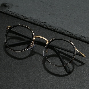 胡歌同款复古民国风超轻纯钛眼镜框男圆框女近视眼镜架高度数镜框