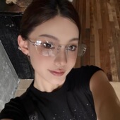 高级感纯欲无框眼镜女显瘦大框素颜平光镜男金丝镜架可配度数近视