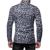 外贸商务男士宽松型长袖衬衫豹纹1815-C801-F40，男装衬衫，星座1815