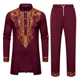 欧美新款男士民族风长袍套装套装长袖1815-TZ09-F90，男装民族服装，星座1815