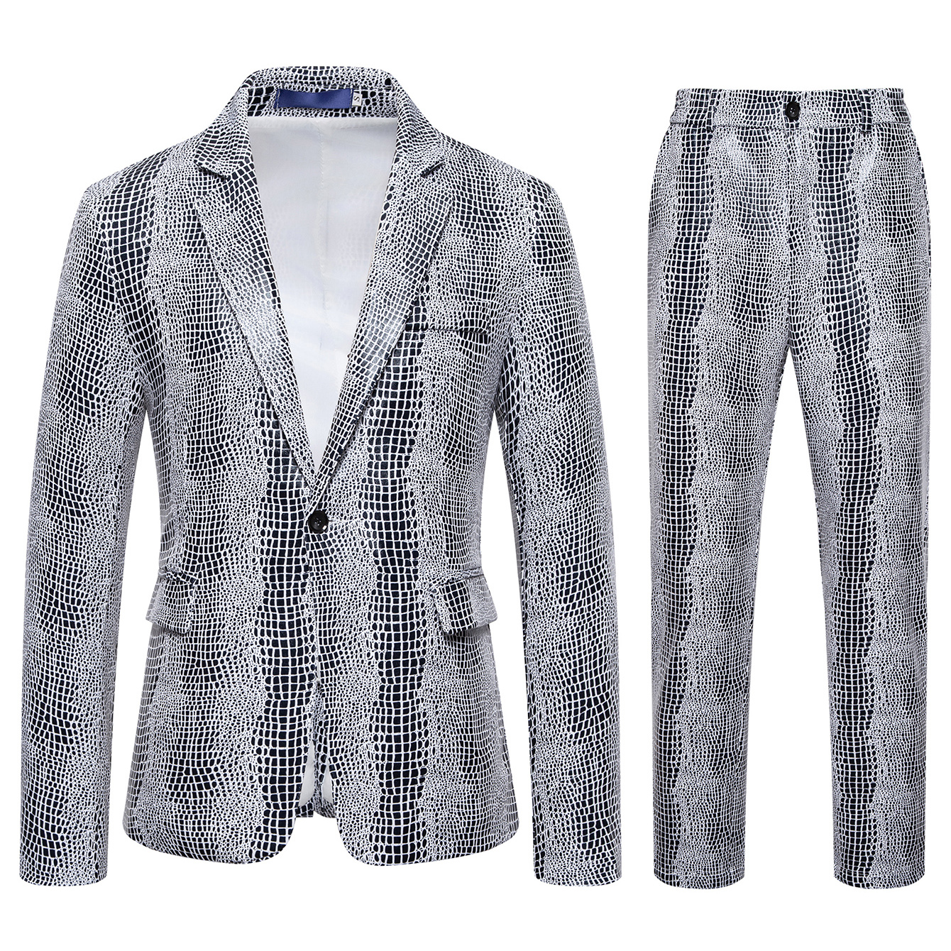 外贸男士一粒扣亮片鳄鱼纹印花西服礼服演出服1815-TX900-F145，男装西服，星座1815