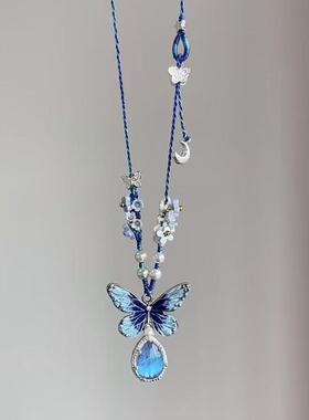 「繁花蝶梦」凯撒蓝蝴蝶繁花项链女新中式编织送闺蜜礼物锁骨链