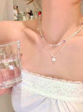 精致闪锆星星吊坠双层叠戴项链女轻奢高级感锁骨链气质颈链choker